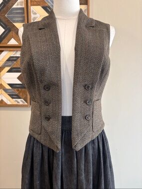 Ralph Lauren Brown Herringbone Wool Vest